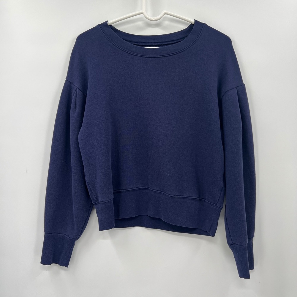 Madewell Navy Blue Cropped Crewneck Sweatshirt